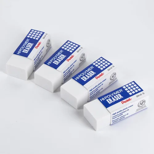Vista 2 de Pentel - Borrador de bloque de alto polímero, pequeño, blanco, paquete de 4 (ZEH05BP4)