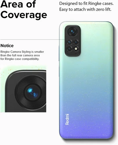 Vista 7 de Ringke Estilo de cámara compatible con Redmi Note 11, protector de borde de lente de cámara trasera, marco de aluminio resistente, cubierta adhesiva