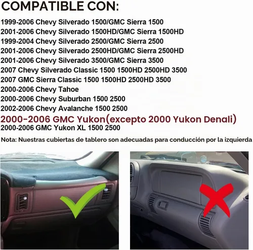 Vista 2 de Cubierta de salpicadero para Chevrolet Silverado 1500 2500 3500 1999-2006 Avalanche Chevy Tahoe Suburban GMC Sierra Yukon cubierta de tablero Beige