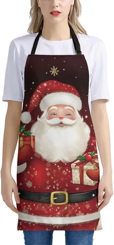 Vista 111 de Dreaweet Delantal de cocina unisex con cuello ajustable de Navidad