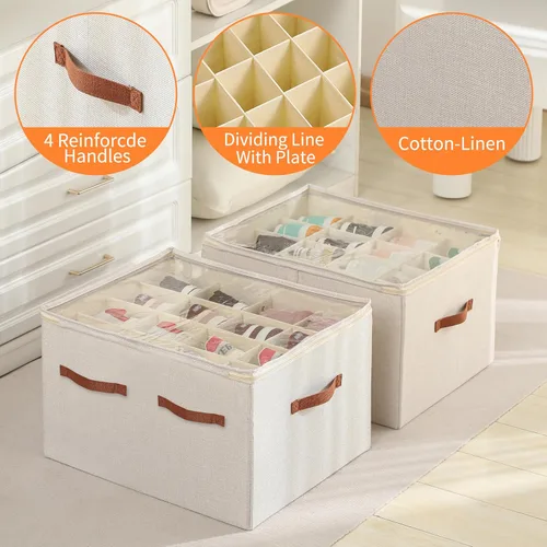 Vista 6 de Organizador de zapatos para armario, caja de almacenamiento de zapatos plegable grande con cubierta transparente, particiones extraíbles y parte