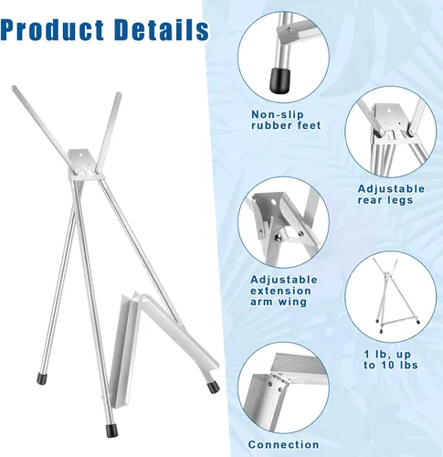 Vista 3 de Xinnun 12 piezas de caballete de mesa de aluminio de 15 a 21 pulgadas de alto, trípode portátil ajustable con alas de brazo de extensión y pies