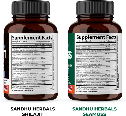 Vista 2 de SANDHUHERBALS Sandhu Herbals Shilajit, Sea Moss & Ashwagandha Trio Bundle Apoya la salud inmunológica, digestiva, sueño reparador y bienestar