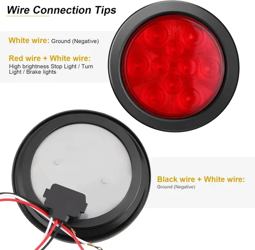 Vista 3 de Retisee 20 luces traseras LED redondas de 4 pulgadas para remolque, 12 LED, impermeables, 4 pulgadas, 12 V, parada de freno, direccional, luces
