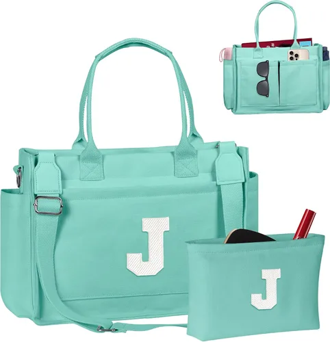 Vista 199 de Easter Basket Stuffers, Initial Tote Bag with Makeup Bag, Birthday Gifts for Women, Teen Girl Gifts Trendy Stuff