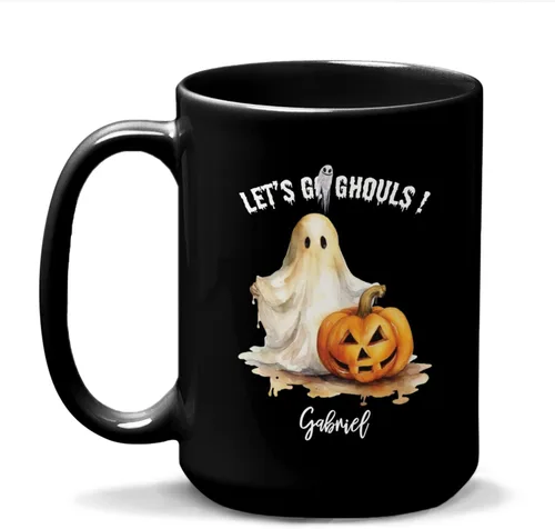 Vista 11 de Taza de café personalizada de Halloween 2023, taza de café de calavera floral, taza de Halloween personalizada con nombre, taza de cerámica floral