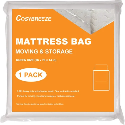 Vista 13 de Bolsas de colchón para mudanza y almacenamiento de 5 mil, tamaño individual, 1 paquete, funda protectora de colchón resistente e impermeable, bolsa