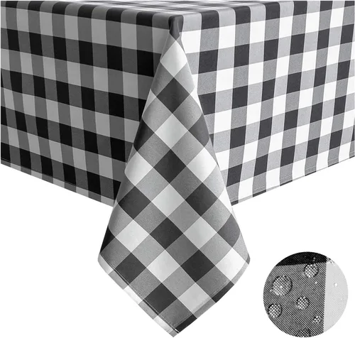 Vista 9 de Tektrum Mantel redondo de poliéster 100% impermeable de 60 pulgadas a cuadros -Resistente a derrames/Manchas/Arrugas- para acampar, pícnic, cena