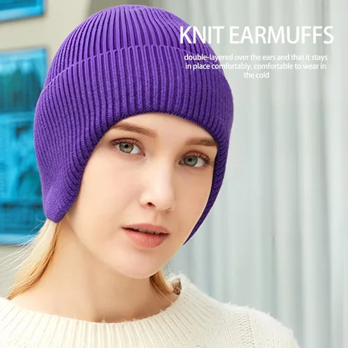 Vista 25 de Gorros de invierno para hombre, para exteriores, elásticos, de punto, con orejeras, resistentes al viento