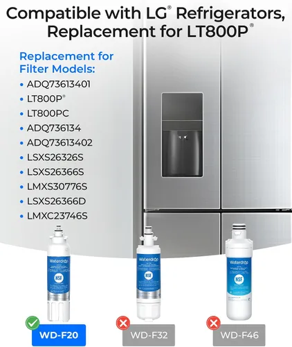 Vista 2 de Waterdrop ADQ73613401 Reemplazo para LG® LT800P®, ADQ73613402, ADQ73613408, ADQ75795104, Kenmore 9490, LSXS26326S, LMXC23746S, LSXS26366S, Filtro