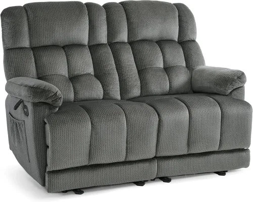 Vista 14 de MCombo Sillón reclinable de gravedad cero con consola, masaje con calor y vibración, sofá reclinable con puertos USB, portavasos para sala de estar