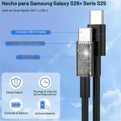 Vista 4 de Cargador súper rápido tipo C de 45 W para Samsung S26 S25 S24, paquete de 3 bloques de cargador rápido USB C de 45 W de doble puerto y cable