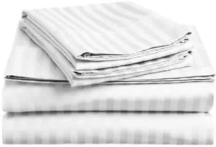 Vista 7 de Paquete de 2: Juego de 4 piezas - Juego de sábanas finas de 400 hilos 100% algodón Dobby Stripe (matrimonial, beige - beige)