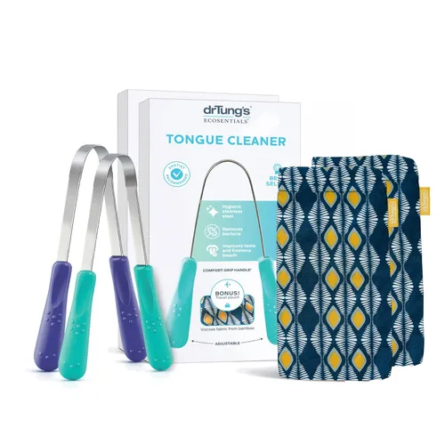 Vista 8 de drTung's Raspador de lengua de acero inoxidable para adultos y niños, raspador de lengua de metal y limpiador, refresca el aliento, cuidado