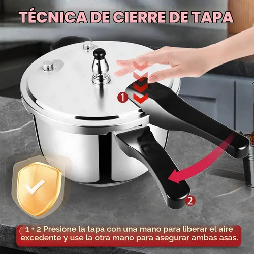 Vista 5 de Olla a presión pequeña de acero inoxidable, olla a presión gruesa de 3.17 cuartos de galón con válvulas de seguridad, dispositivos de protección