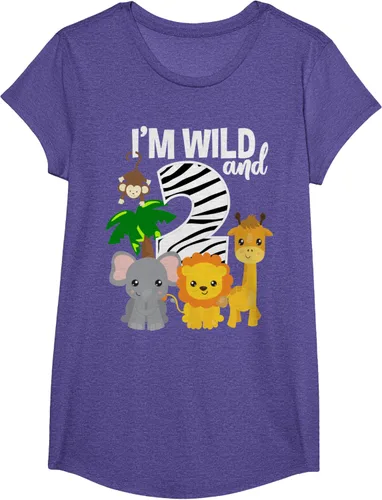 Vista 18 de Camiseta de cumpleaños con temática de zoológico de I'm Wild and 2, Negro, S