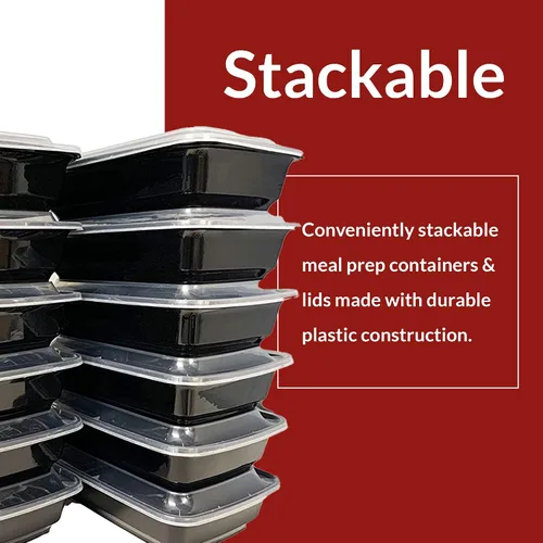 Vista 5 de Reli. Recipientes para preparación de comidas, 38 onzas, paquete de 45 unidades, contenedor grande de alimentos de 1 compartimento con tapas