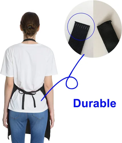 Vista 6 de Delantal negro con bolsillos para mujeres, hombres, adultos, chef, juego de 10 delantales de cocina a granel para cocinar, hornear, restaurante
