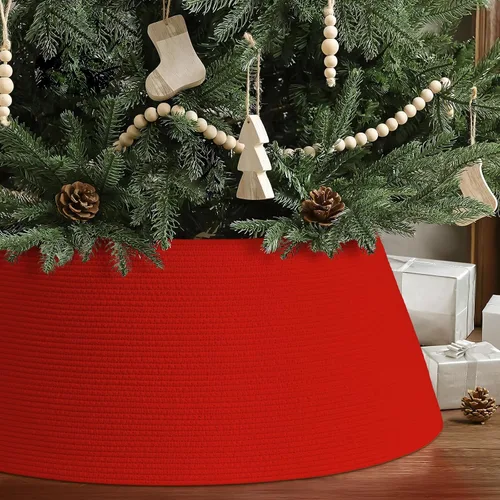 Vista 15 de Collar de árbol de Navidad, falda grande para árboles artificiales de 6 a 9 Negro