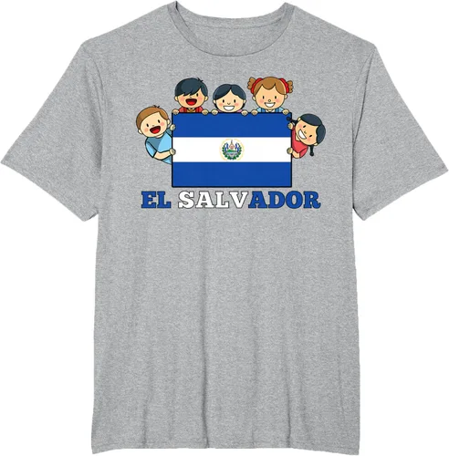Vista 43 de Camiseta salvadoreña del Mes de la Herencia Hispana con la bandera de El Salvador para niños, Negro