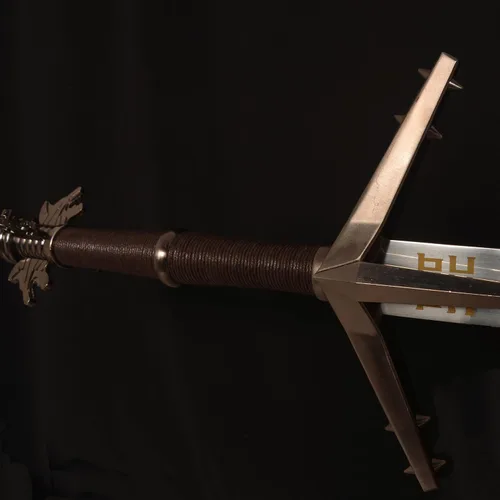 Vista 6 de Espada de acero plateado de Geralt de metal completo de 125cm48.8 pulgadas, acero inoxidable, espada plateada de lobo blanco Aerondight hecha a