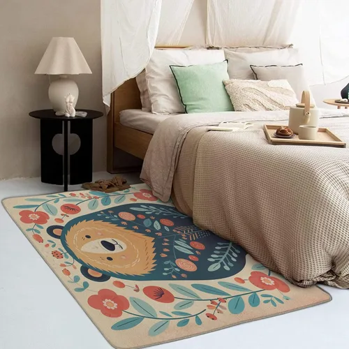 Vista 3 de Alfombra para niños y decoración del hogar, alfombra de 2 x 3, alfombra de bosque para entrada, sala de estar, dormitorio, bonita alfombra de oso