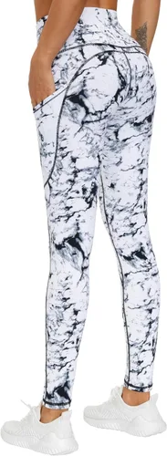 Vista 5 de The Gym People - Pantalones deportivos gruesos de tiro alto, con bolsillos y control de abdomen, leggings para entrenar, correr, hacer yoga