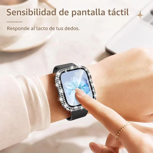 Vista 6 de Goton Funda de 40 mm impermeable con brillo para Apple Watch, protector de pantalla SE 3/2/1, Serie 6/5/4 de 40 mm, parachoques frontal de PC