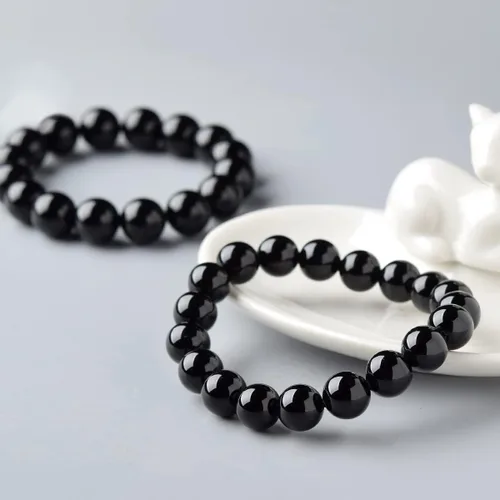 Vista 8 de Dczosily Pulsera de ónix natural para hombres y mujeres, hecha a mano, pulsera elástica con cuentas de ágata de cristal, joyería curativa
