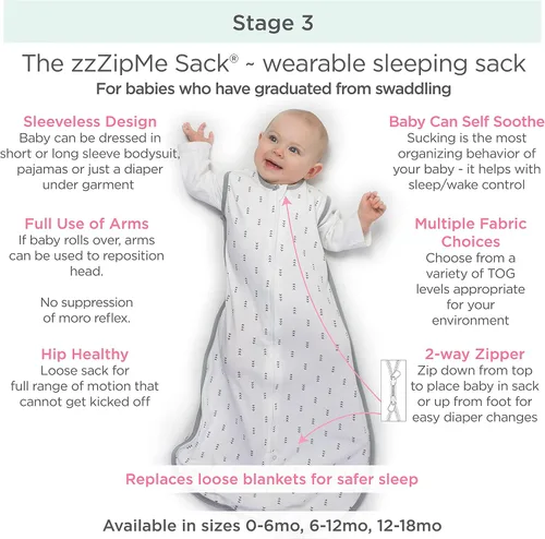 Vista 3 de SwaddleDesigns Acogedor saco de dormir de felpa, manta sin mangas con cremallera de 2 vías