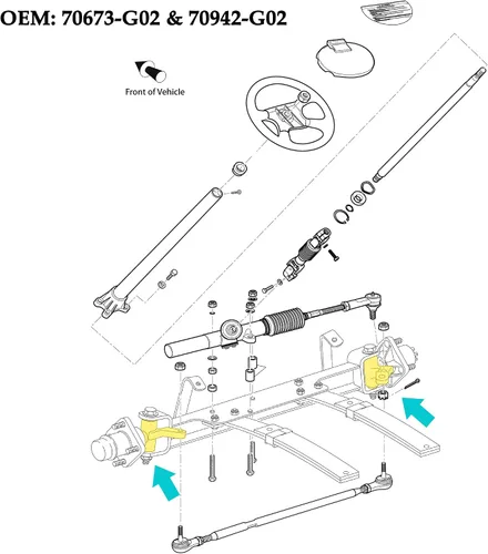 Vista 4 de 10L0L Conjunto de husillo de carrito de golf para EZGO TXT/PDS 2001.6-up Gas & Electric, kit de reparación de extremo delantero con lado