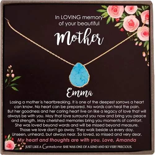 Vista 10 de Be Wished Regalos de condolencias por la pérdida de la madre, regalos conmemorativos llenos de oro para la pérdida de mamá, regalos de duelo, collar