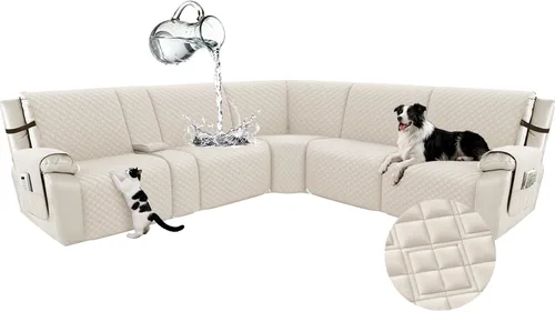 Vista 46 de Arfntevss Fundas para sofá seccional reclinable para sofá seccional en forma de L, funda antideslizante lavable para sofá reclinable con forma de L