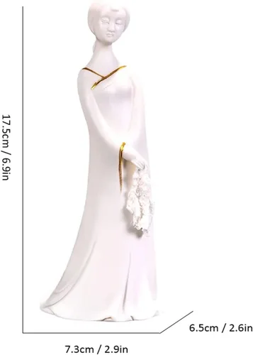 Vista 2 de Escultura Figura de mesa Estatua Mujer De Pie Porcelana Blanca Dorada Ornamento De Escritorio Zen Clásico Hecho A Mano Arte Decoraciones Estatua