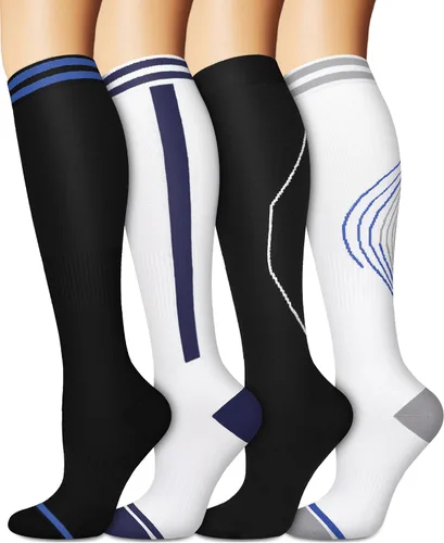 Vista 32 de Calcetines de compresión para mujeres y hombres circulación (3 pares) son el mejor apoyo para correr, atletismo, ciclismo, senderismo