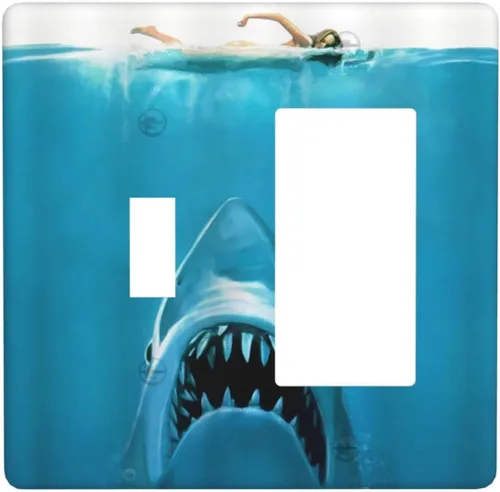 Vista 35 de Cubiertas de Interruptor de Luz de 1 Gang con Estrella de Mar y Concha Marina en Tablero de Madera, Placas de Pared Sin Dispositivo, Placa Frontal