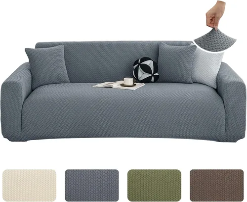 Vista 11 de Fundas elásticas para sofá de 2 cojines, aptas para mascotas, lavables, protectores de muebles con parte inferior elástica para gatos y perros