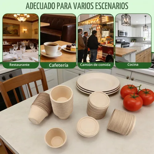 Vista 5 de Vmiapxo Paquete de 50 vasos de papel desechables de 4 onzas con tapas Marrón