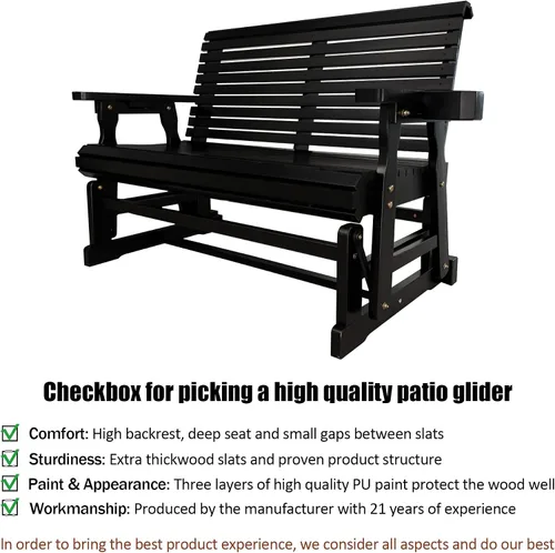 Vista 3 de Hamaca de patio Fortune Candy con portavasos, alta parte posterior enrollada y asiento perfilado profundo, resistente de 800 libras (Negro, 2 plazas)