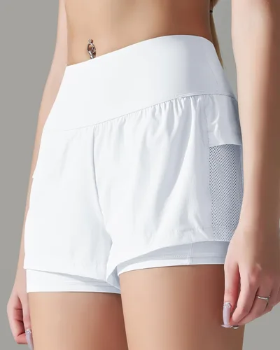 Vista 2 de Womens Athletic Shorts Running Shorts High Waisted Gym Yoga Elastic Spandex Workout Shorts with Pockets