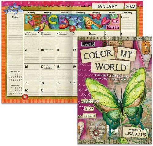 Vista 2 de Lang Color My World - Agenda mensual de bolsillo 2022 (22991003178)