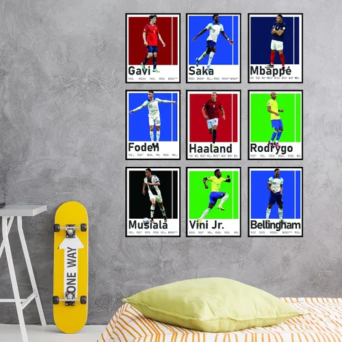 Vista 4 de BigWig Prints Pósteres de fútbol para dormitorio de niños, póster de jugador de fútbol, póster de Erling Haaland, Mbappe, Rodrygo, Gavi, Vini Jr