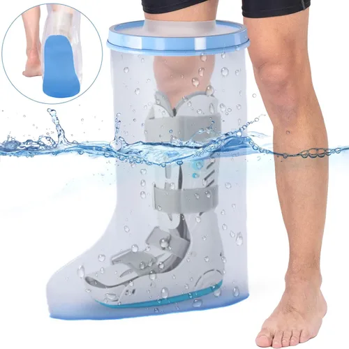 Vista 8 de Fxdunjr Funda impermeable extra ancha para ducha con parte inferior antideslizante, protector reutilizable para botas de caminar, cirugía, vendaje