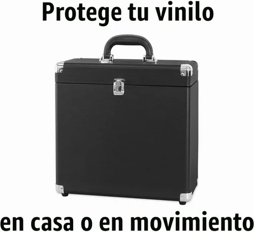 Vista 3 de Victrola Collector – Estuche de almacenamiento para discos de vinilo – Capacidad para más de 30 discos de vinilo para tocadiscos, hardware Negro
