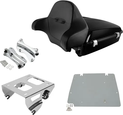 Vista 32 de TCT-MOTORPARTS Paquete de viaje picado, maletero, almohadilla de respaldo, estante de montaje individual negro para modelos Harley Touring Road King