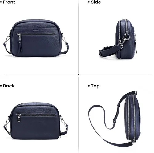 Vista 9 de befen Bolsos cruzados de cuero genuino para mujeres, carteras con billetera RFID incorporada para mujeres, bolso de hombro para cámara, carteras