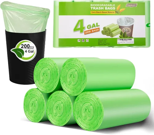 Vista 9 de Inwaysin - Mini bolsas de basura de 1.2 galones, bolsas de basura pequeñas, 6 litros, 100 bolsas, verde transparente