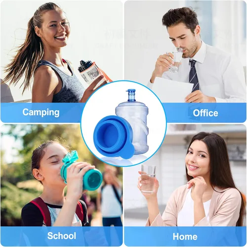 Vista 7 de Tapa para jarra de agua de 5 galones, tapas de botella de agua de 5 galones, tapa superior de silicona reutilizable, sin derrames, se adapta a