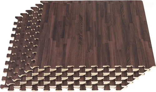 Vista 17 de Azulejos de espuma estampada de 3/8 de pulgada de grosor Forest Floor, tapetes de espuma de grano de madera entrelazados de primera calidad, piso