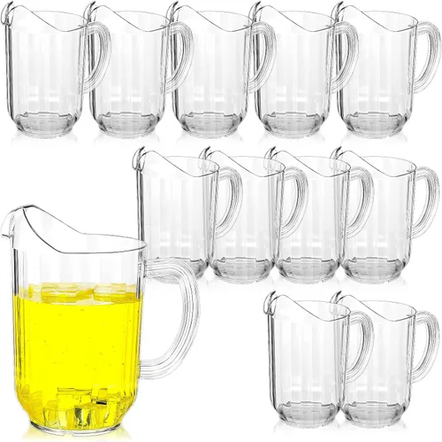 Vista 13 de Tessco for you - 1 jarra de plástico transparente de 60 onzas para restaurante, jarra de agua grande, jarra para servir leche, té, jugo de bebida